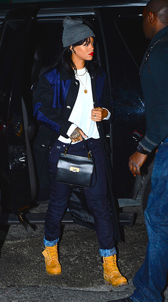 Rihanna bundles up as she heads to the recording studio for the third day in a row